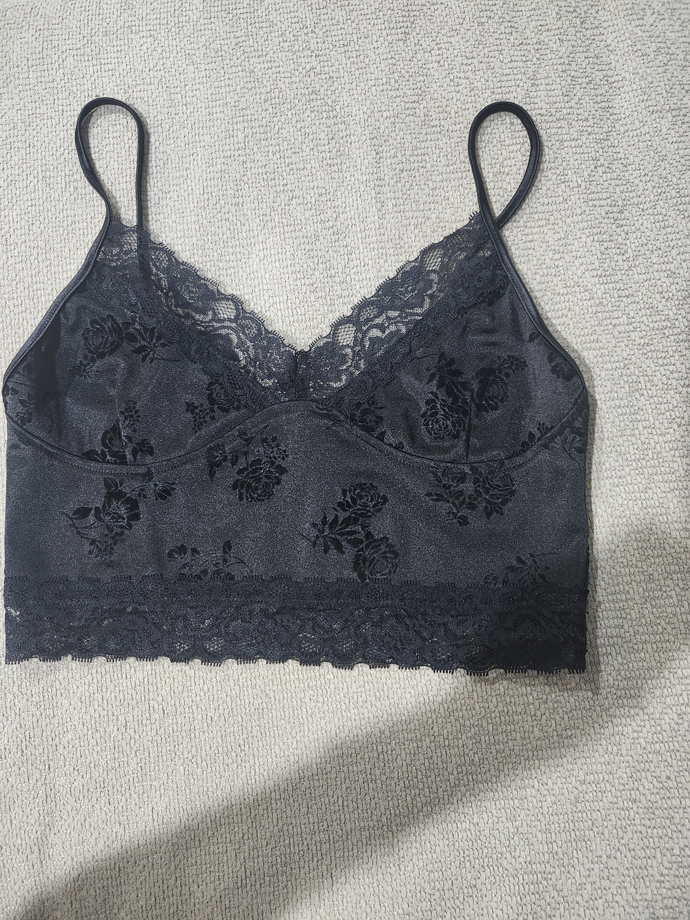 Motel Rocks Black Lace Floral Bralette Bandeau